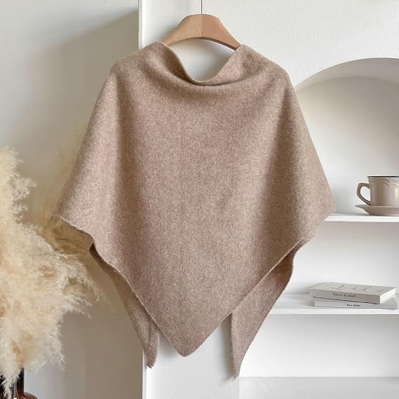 Winter Shawl Wraps Women Fleece Poncho shawls Wrap Scarf Sweater Shall Cape | Knit Triangle,Lightweight Warm Cozy Material,Soft Non-itchy,Slouchy Accessory,Perfect For Evening Dresses & Flights
